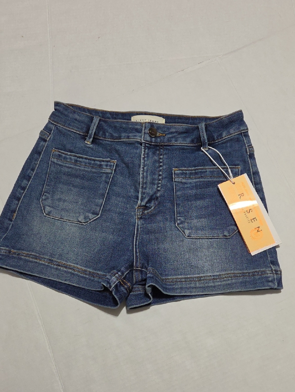 Risen Women's Dark Blue High-Rise Denim Shorts